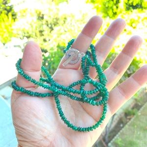 Natural Rough emerald necklace 925 SS SILVER USA